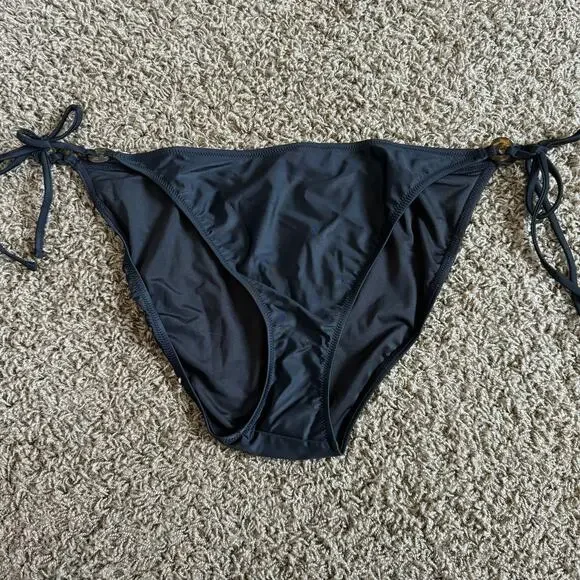 J. Crew O-Ring Curved Waist Black Plus Cheeky String Bikini Bottom Size 3X - Picture 2 of 6